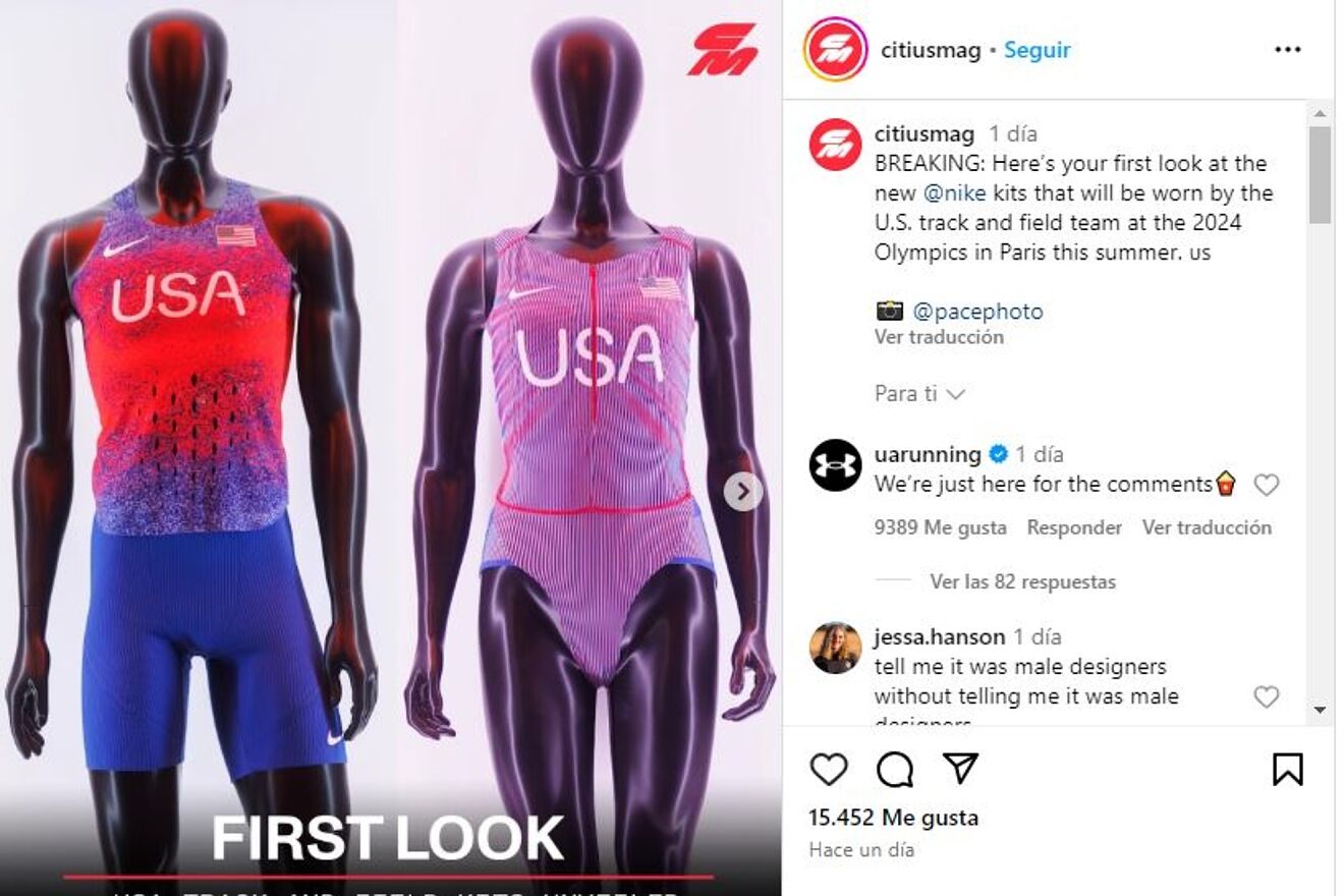 Uno de los modelos del uniforme del equipo olímpico de atletismo de...