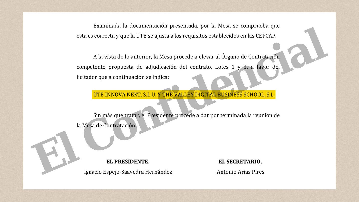 Resolución del concurso con el anuncio de los ganadores de los lotes uno y tres. Pinche sobre la imagen para visualizar el documento completo. (EC)