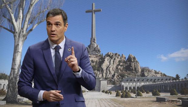 El presidente del Gobierno, Pedro Sánchez, en un montaje sobre el Valle de los Caídos