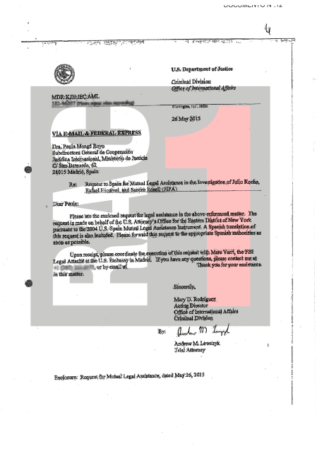 Documento del FBI relativo a la operación Cataluña