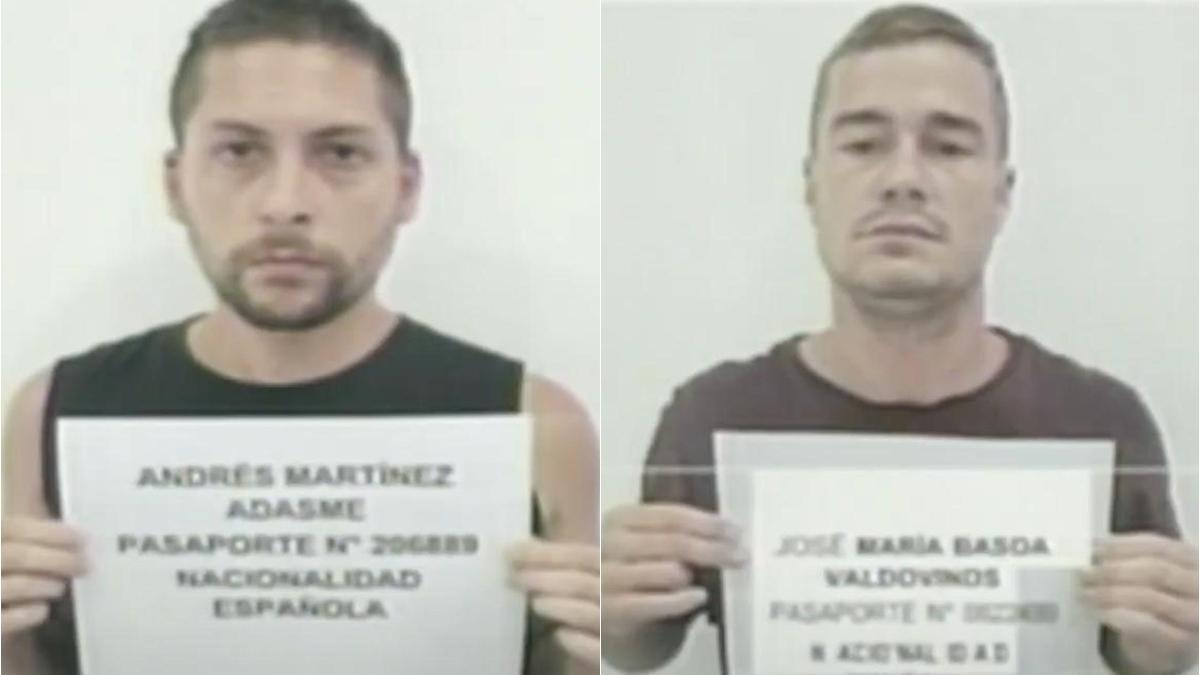 Captura de pantalla de la VTV con la imagen de los dos arrestados.