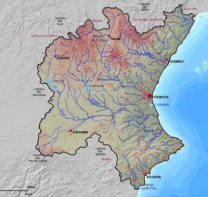 Mapa del ámbito territorial de la CHJ