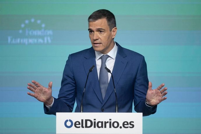 El presidente del Gobierno, Pedro Sánchez, inaugura la IV edición del foro ‘Fondos Europeos’, en el Auditorio El Beatriz, a 16 de mayo de 2024, en Madrid (España). La cuarta jornada del foro se desarrolla bajo el título: ‘Innovación para un crecimiento so