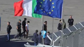 Llegada de migrantes a Albania procedentes de Italia.