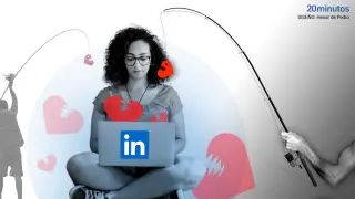 Ilustración acerca del uso indebido de LinkedIn como red social de citas