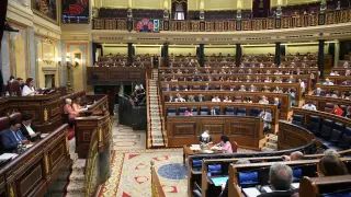 Vista general del hemiciclo durante la sesión plenaria extraordinaria en el Congreso de los Diputados.